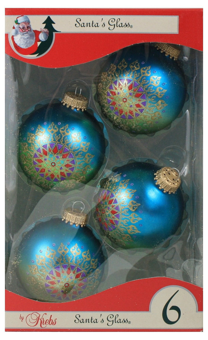 Krebs Value Glass Ball 4 pack - Peacock Hex Sign - Shelburne Country Store