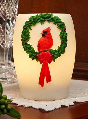 Cardinal Wreath Night Lamp - Shelburne Country Store