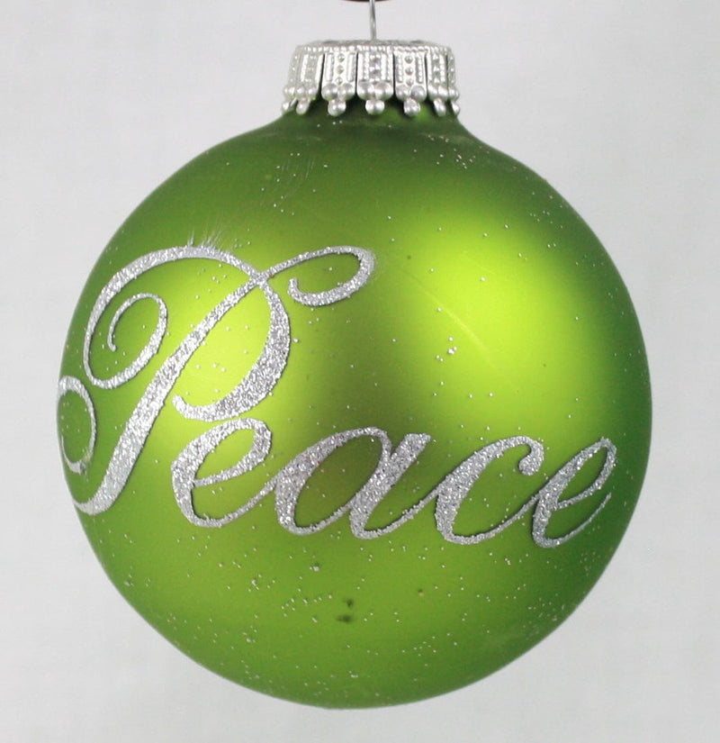 Krebs Value Glass Ball 4 pack - Olive Peace Noel - Shelburne Country Store