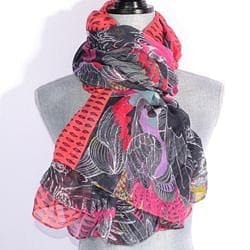 71 inch Pink/Black Parrot Paradise Scarf - Shelburne Country Store