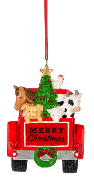 Red Truck With Farm Animals Christmas Ornament - Shelburne Country Store