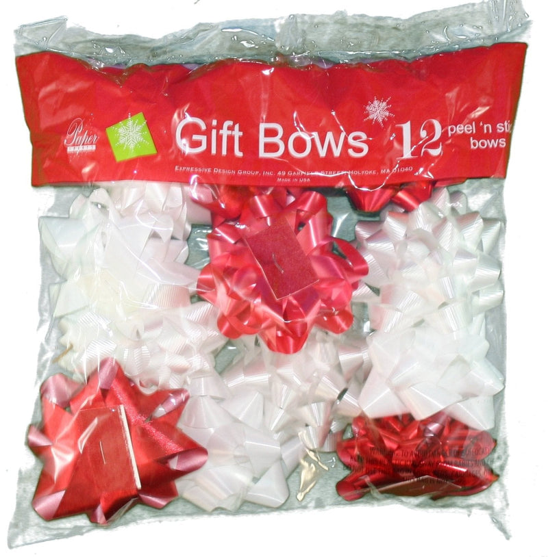 Stick on Bows - 12 Assorted Medium Size - - Shelburne Country Store