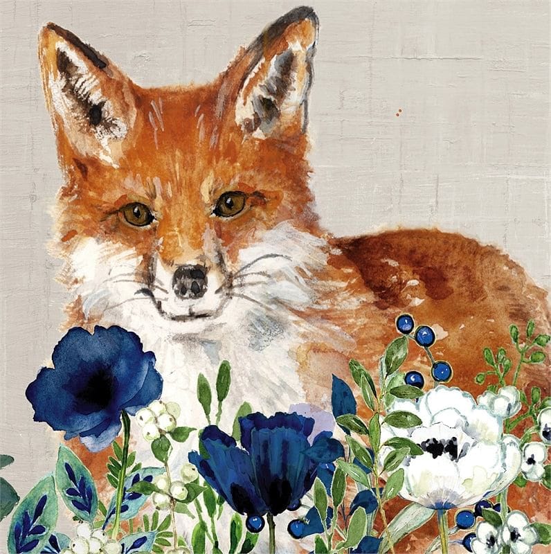 Paper Cocktail Napkin, 20 count, Flowers and Fox - Shelburne Country Store