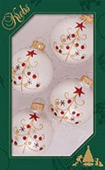 Vanilla Ice Velvet 2 5/8" Balls with Curly Tree - 4 Pack - Shelburne Country Store