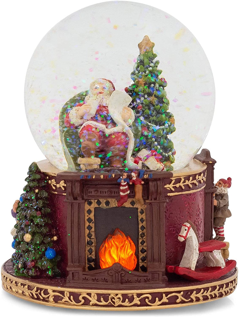 Musical LED Santa Snowglobe with Fireplace Base - Shelburne Country Store