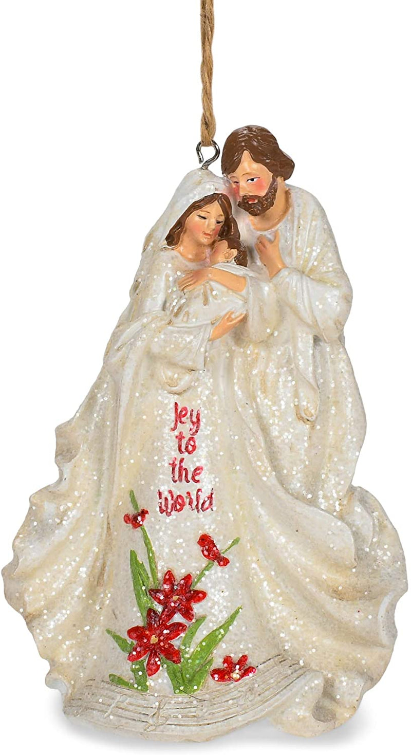 Holy Family with Poinsettia Ornament - Shelburne Country Store