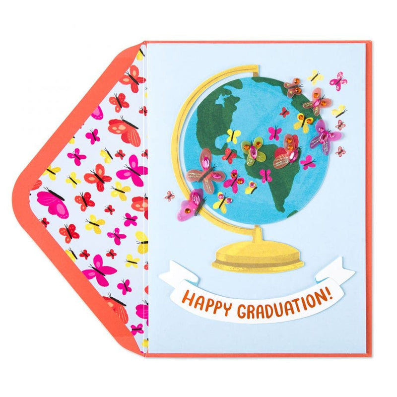 Globe With Butterflies Graduation Card - Shelburne Country Store