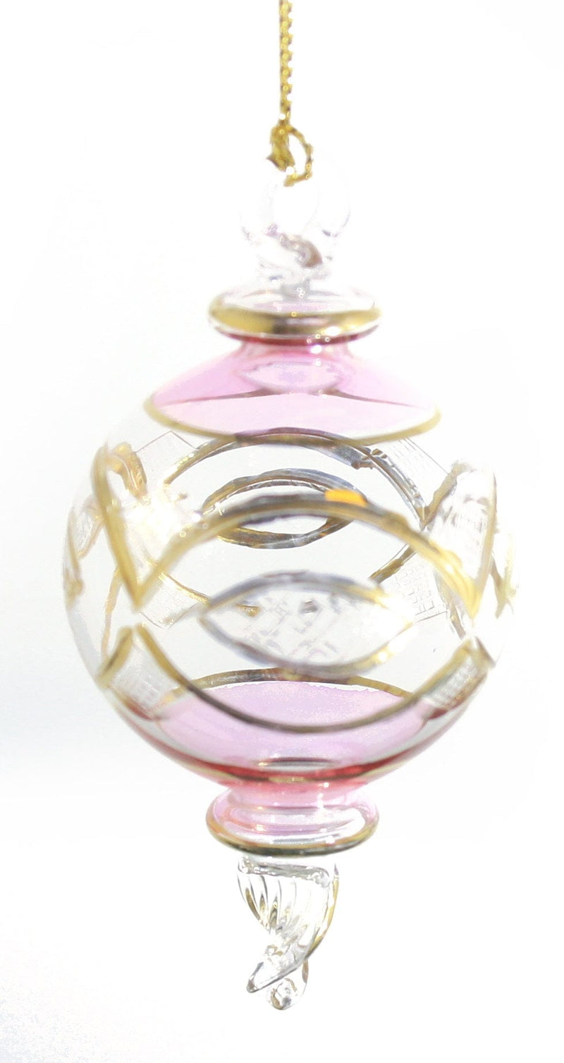 3.5 Inch Blown Glass Ornament -  Pink - The Country Christmas Loft