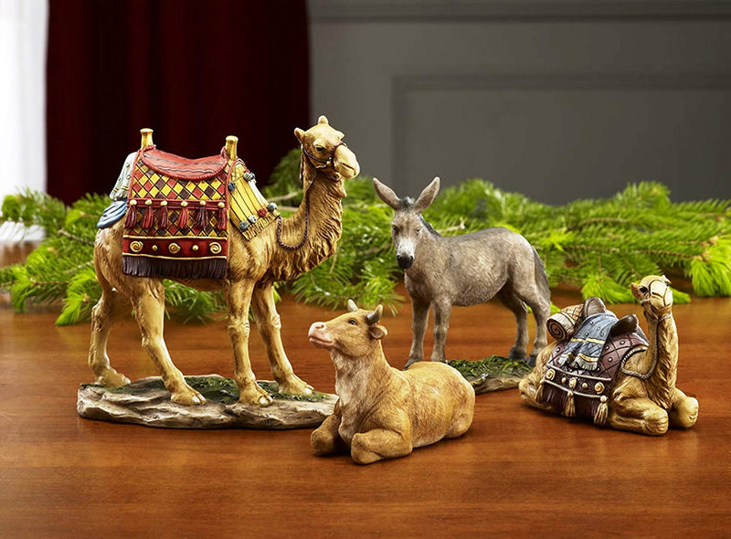 7 Inch Real Life Nativity Set - Includes All People, Lighted Manger, Chest Of Gold, Frankincense & Myrrh - Shelburne Country Store