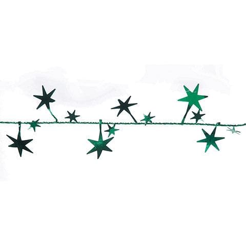 Foil Garland - Assorted Star - Hunter Green - 25 Feet - Shelburne Country Store