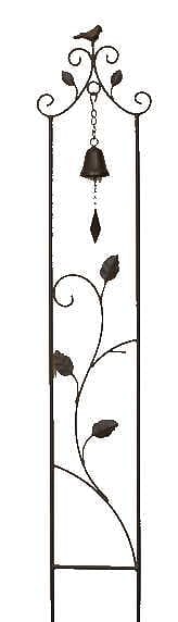 52.25-Inch High Rustic Metal Garden Trellis with Bell - - Shelburne Country Store