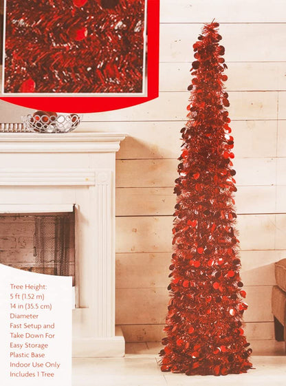 Pop Up 5 Foot Tinsel Tree - - Shelburne Country Store
