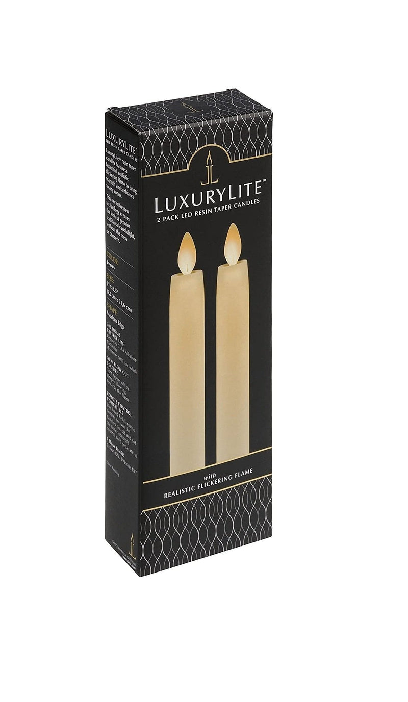 LuxuryLite LED Resin Taper Candle - 2 Pack - Ivory - Shelburne Country Store