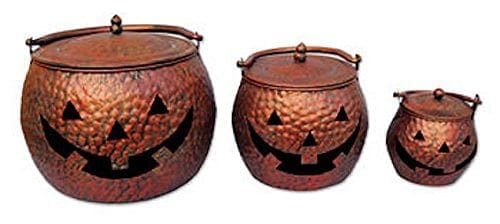 Copper Look Metal Jack-O-Lantern Cauldron - - Shelburne Country Store