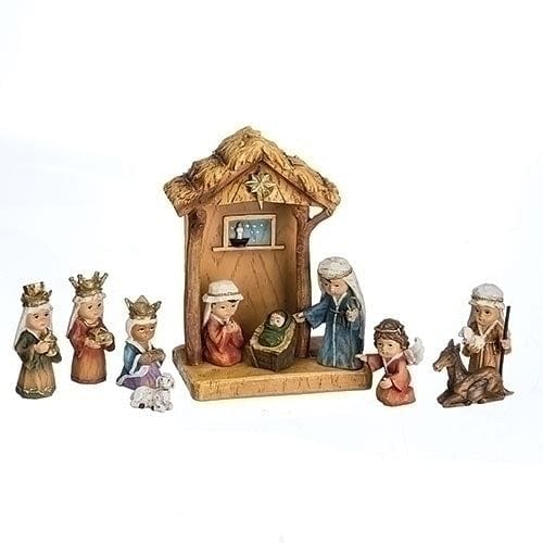11-Piece Nativity Set with Creche Featuring Children - Shelburne Country Store