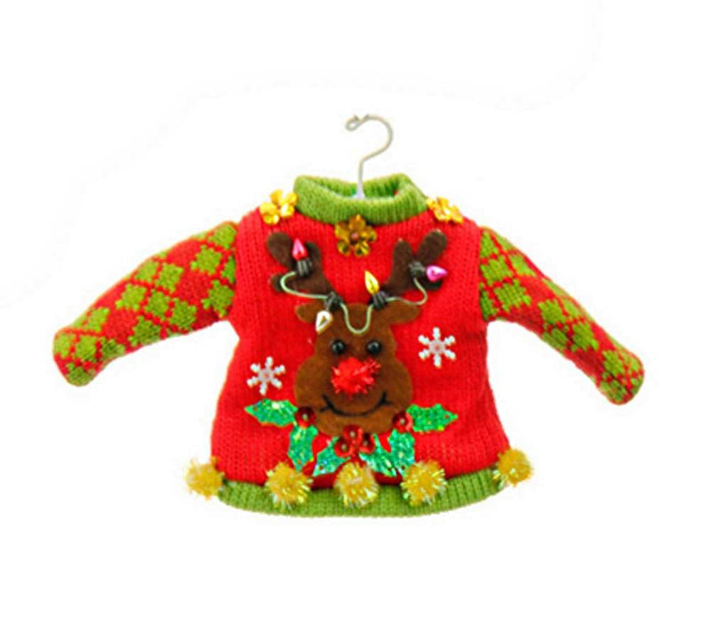 5 Inch Ugly Sweater Ornament -  Rudolph - Shelburne Country Store