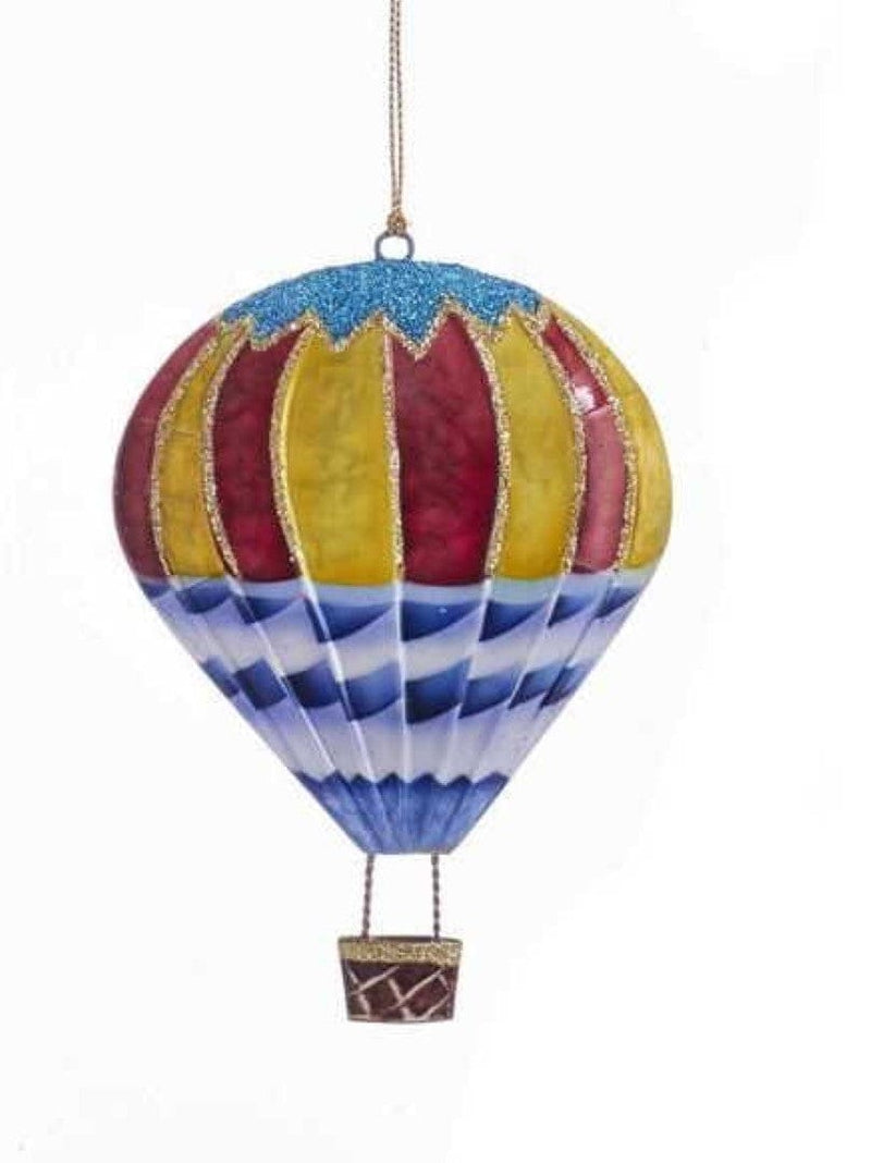 Tin Hot Air Balloon Ornament -  Rainbow - The Country Christmas Loft