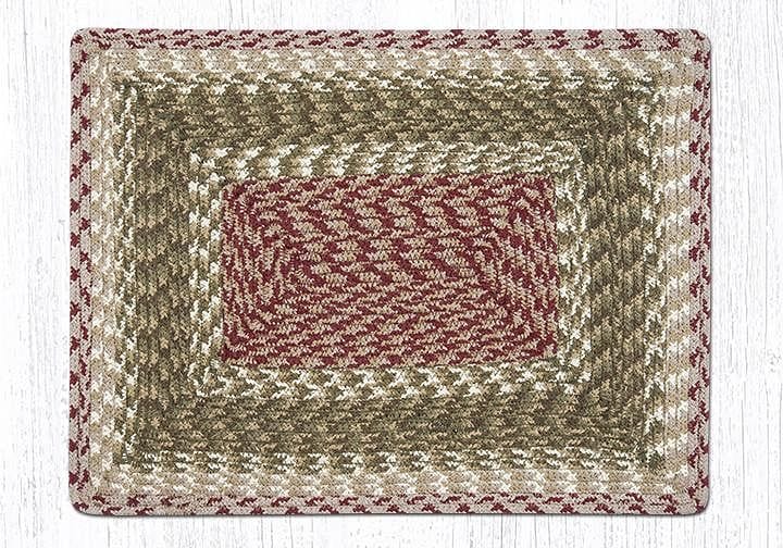 Olive/Burgundy/Gray Rectangle Table Mat - Shelburne Country Store