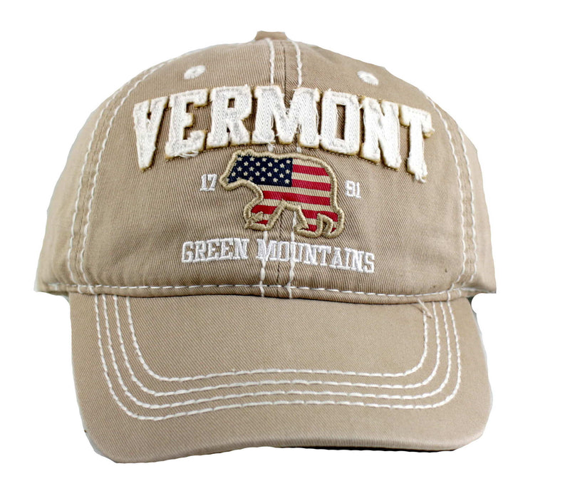 Patriotic Bear Vermont Hat - Tan - Shelburne Country Store