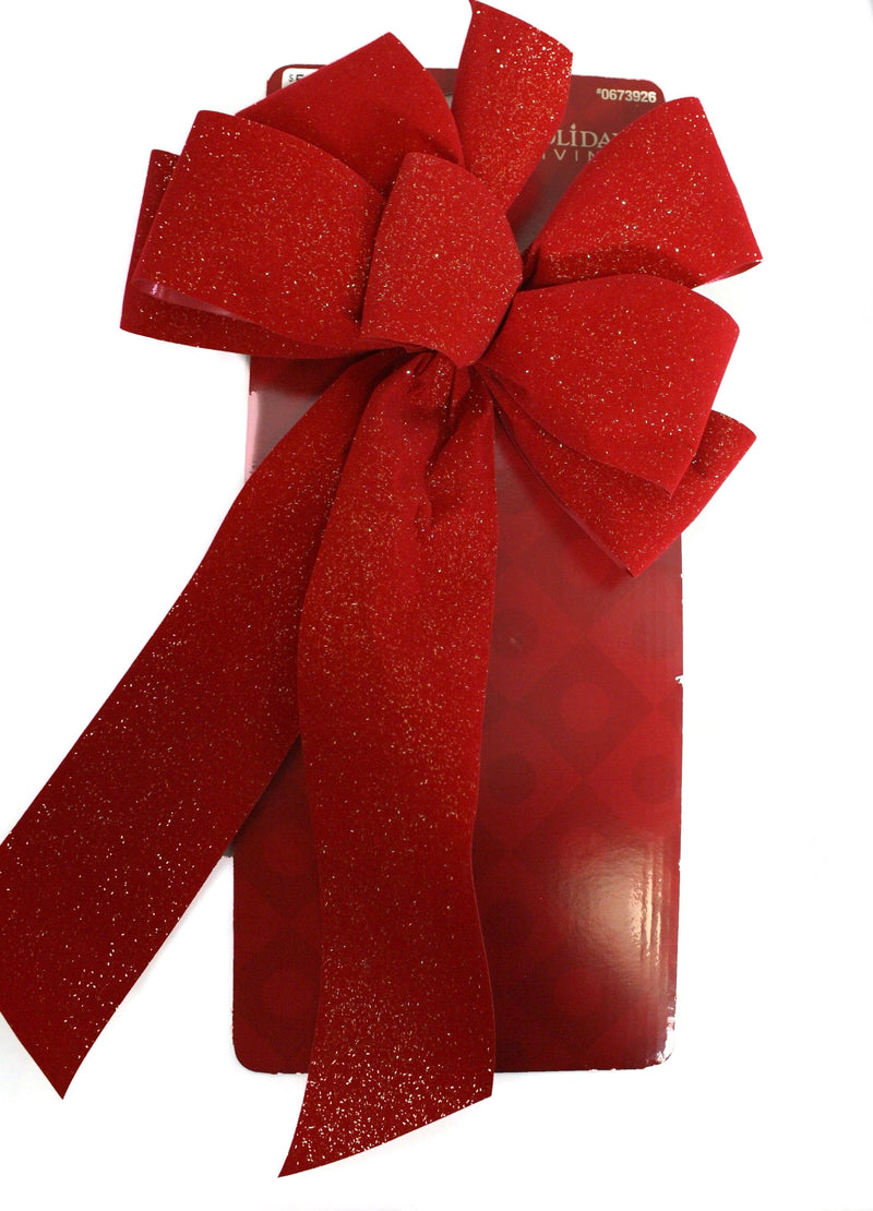 Holiday Living 8 x 17 Red Bow Gold Glitter - Shelburne Country Store