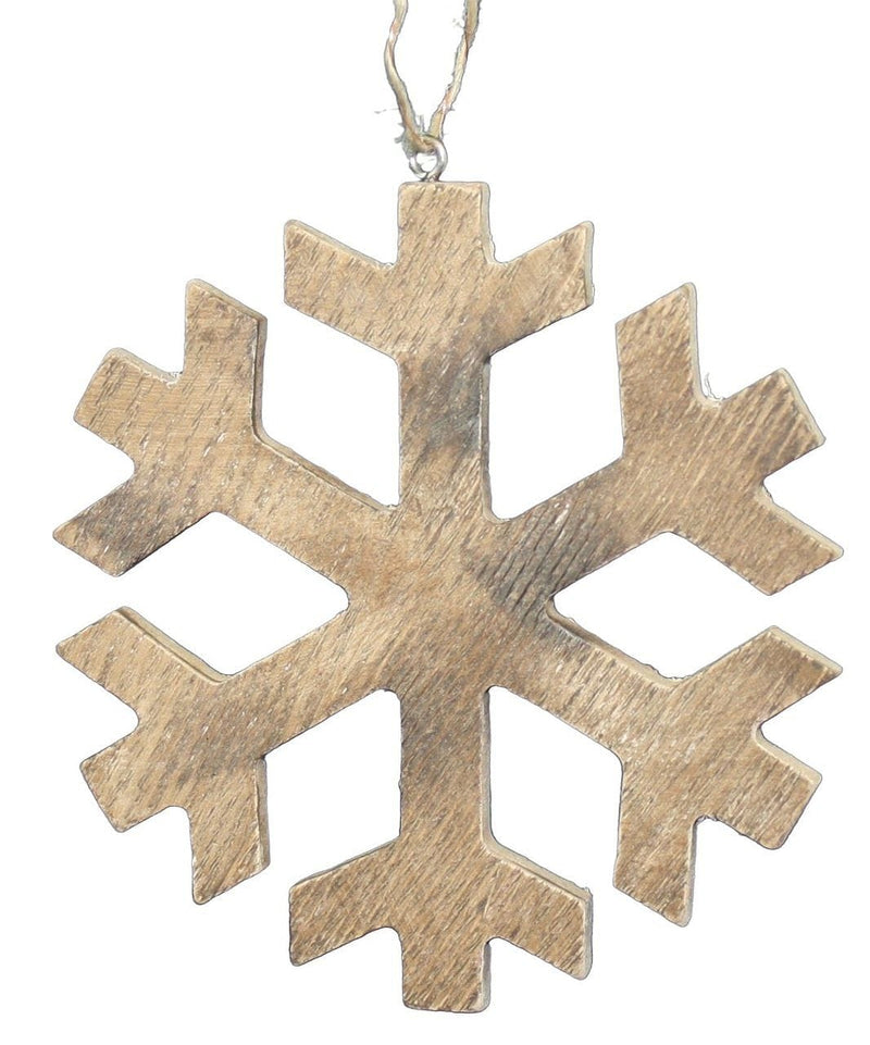 4 Inch Rustic Wood Ornament - Snowflake - Shelburne Country Store