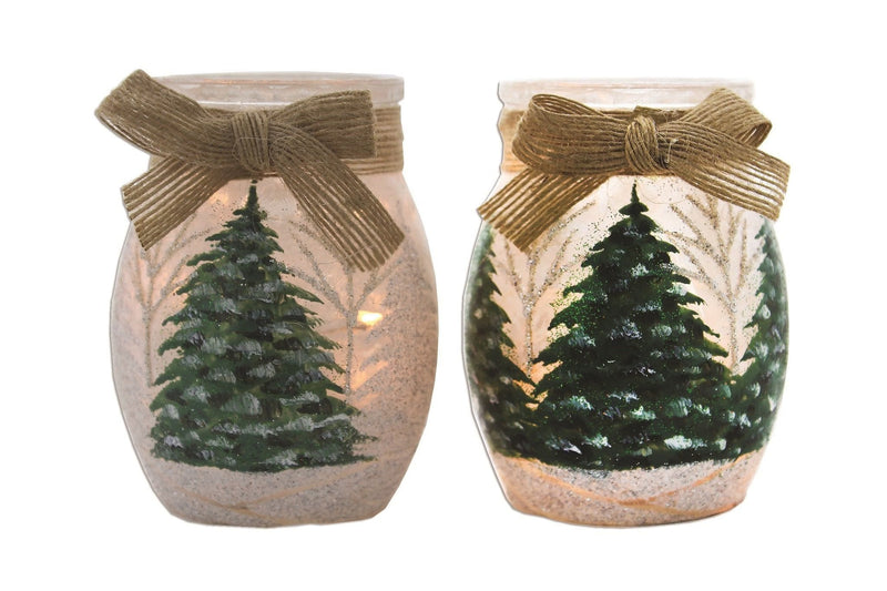 Lighted Glass Jar - Evergreen Forest - - Shelburne Country Store