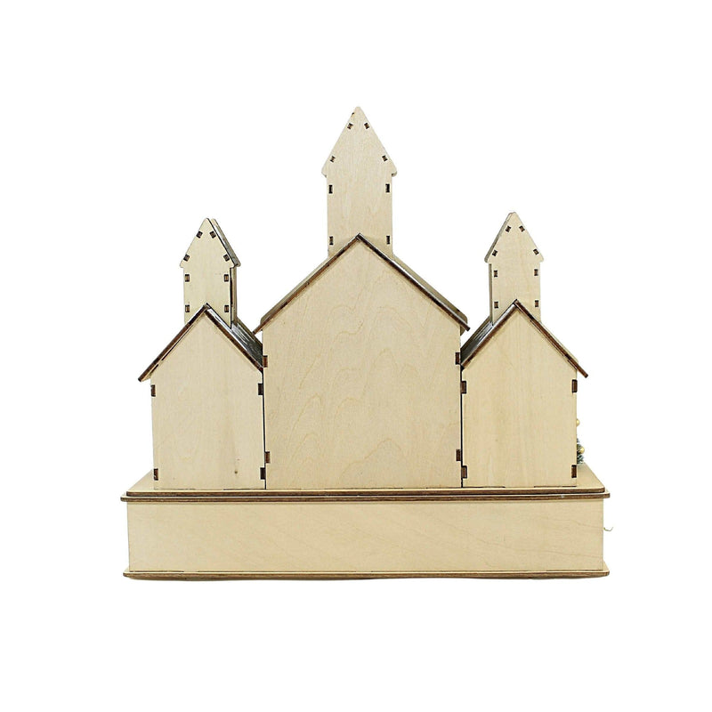 LED Wooden Church with Nativity Scene - 12 inch - Shelburne Country Store