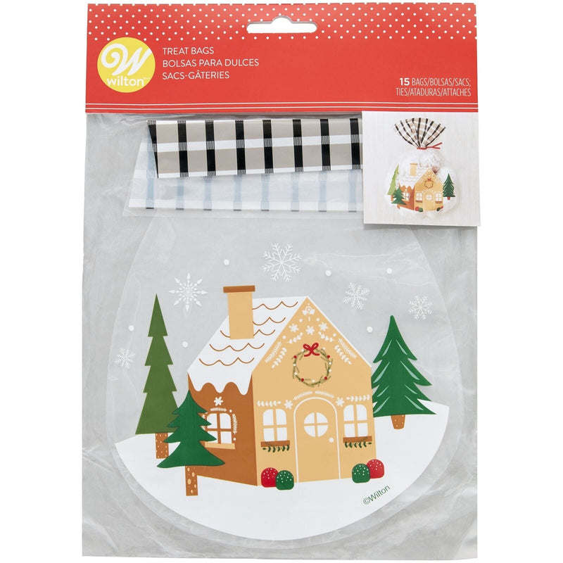 Wilton Shaped Treat Bag  - 15 Count - Gingerbread House - Shelburne Country Store