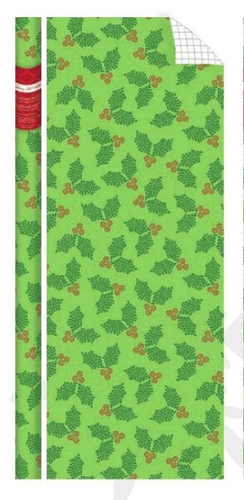 Premium Holiday Roll Wrap - 80 Square Feet - Contemporary Holly - Shelburne Country Store