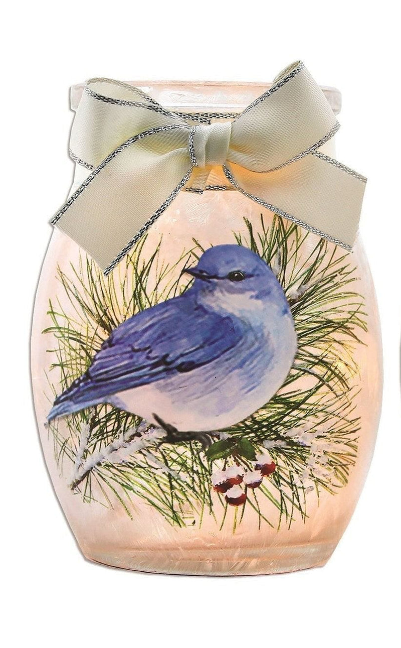 Lighted Glass Jar - Winter Bluebird - - Shelburne Country Store