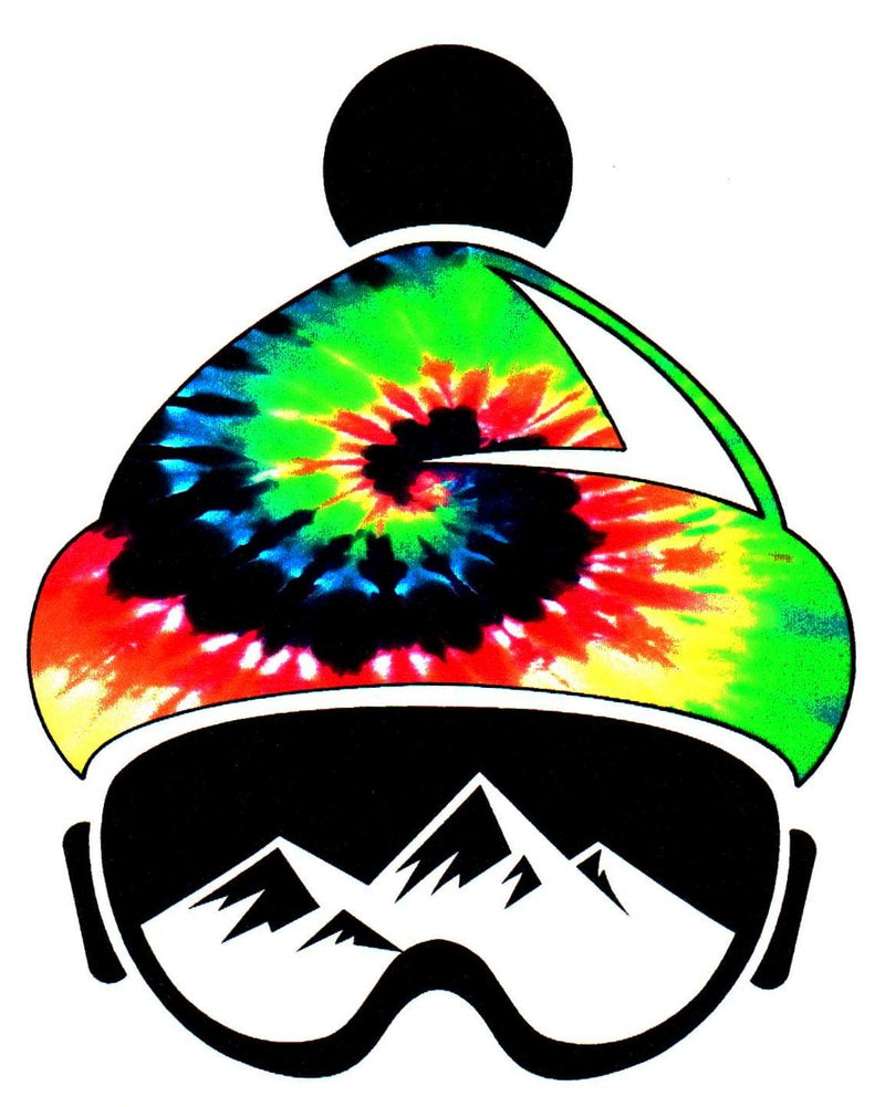 Tye Dye Hat with Mountains In Goggles Sticker - Shelburne Country Store