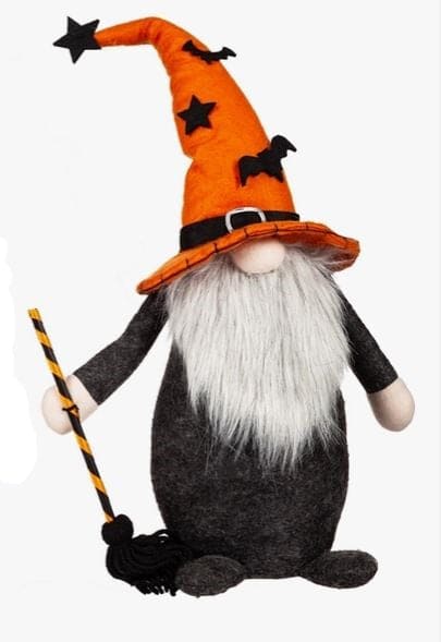 Plush Halloween Gnome Table Decor - Broom Stick - Shelburne Country Store