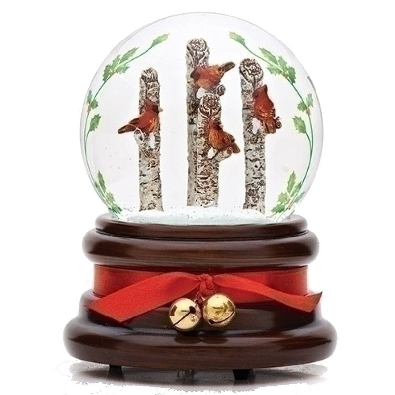 Cardinals on Birch Muscial Snowglobe - Shelburne Country Store