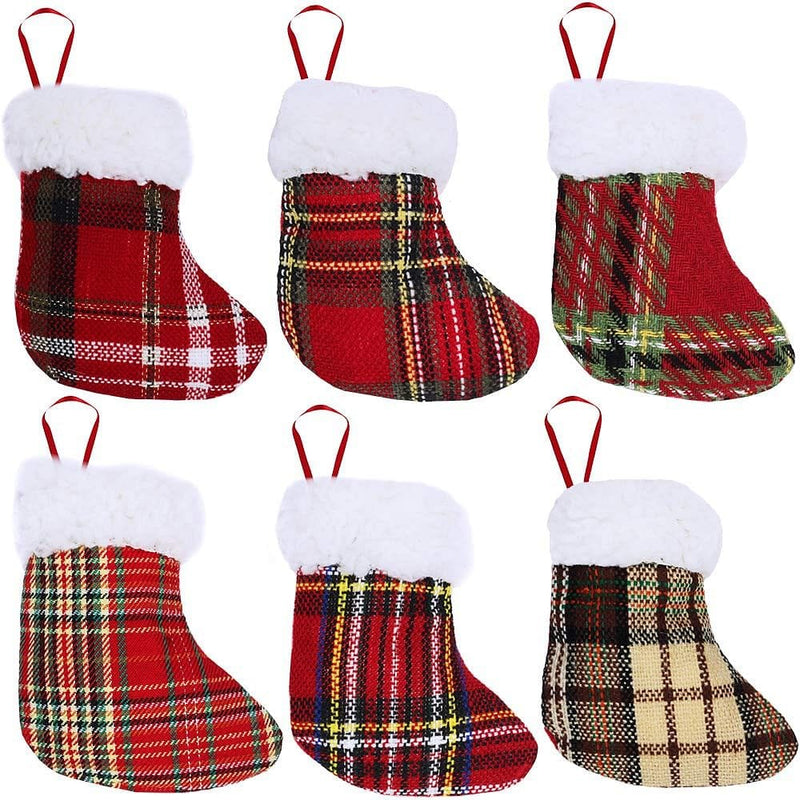 6 inch Plaid Mini Stocking for the Tree -  Multicolor Plaid - Shelburne Country Store