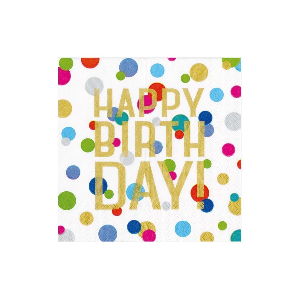 Happy Birthday Confetti Paper Cocktail Napkins - 20 Per Package - Shelburne Country Store