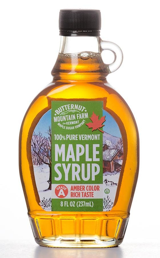 Amber Rich Vermont Maple Syrup Glass Jug - 8 Ounce - Shelburne Country Store