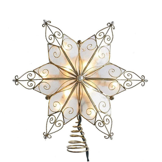 Gold Capiz Star Lighted Treetop - Shelburne Country Store