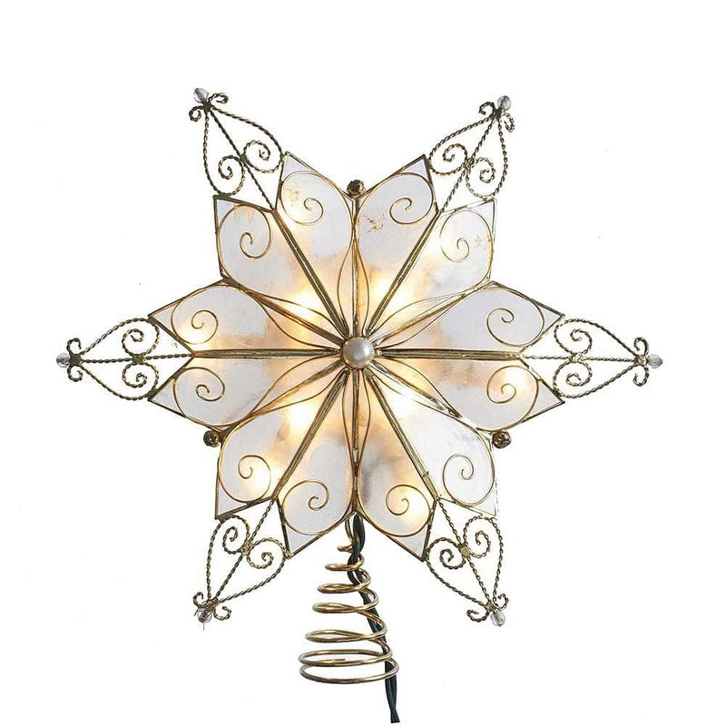 Gold Capiz Star Lighted Treetop - Shelburne Country Store