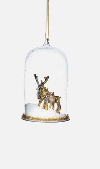 Deer Couple in Glass Cloche - Gold - Shelburne Country Store