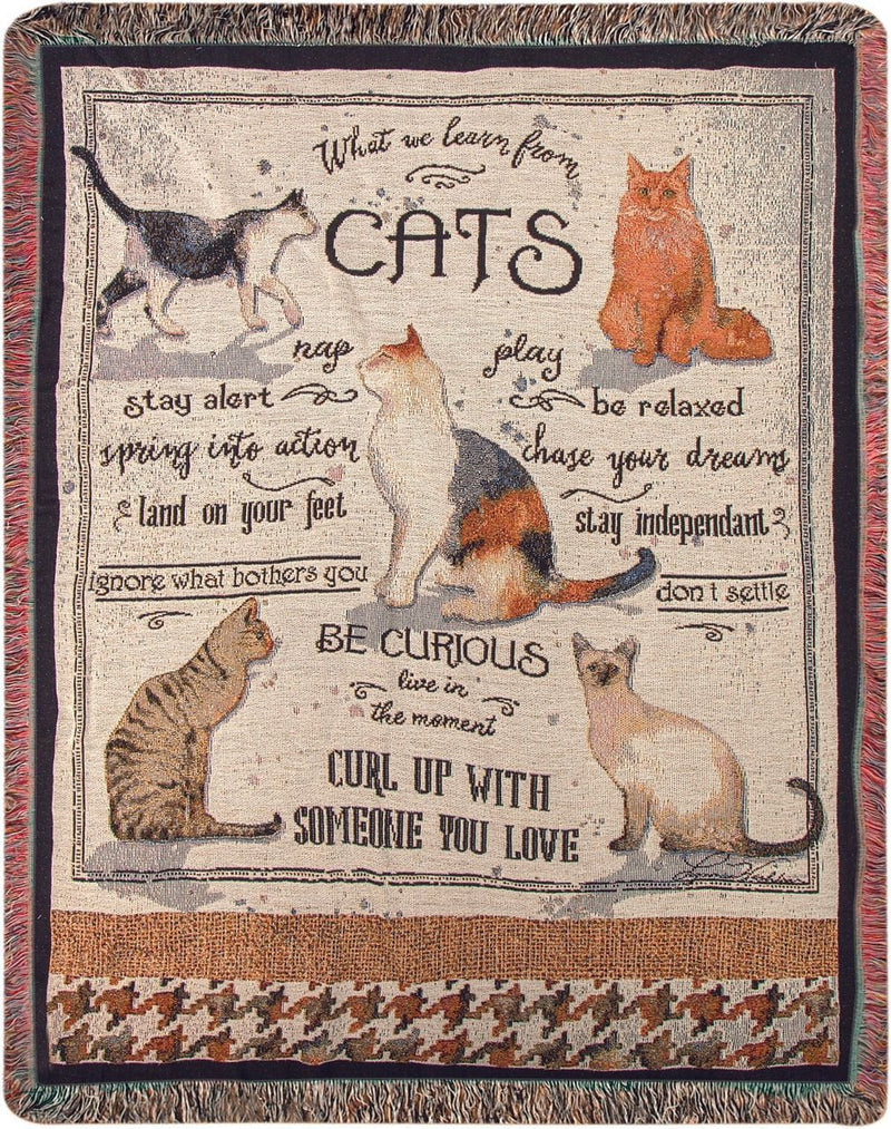 What We Learn From Our Cats Tapestry Throw - Shelburne Country Store