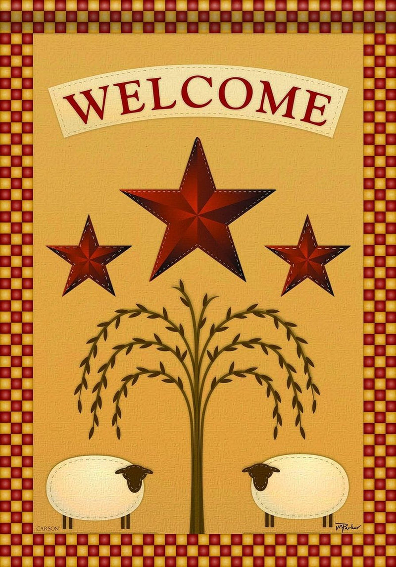 Carson Home Accents Outdoor Flag, Sheep And Barn Stars, Large - Shelburne Country Store