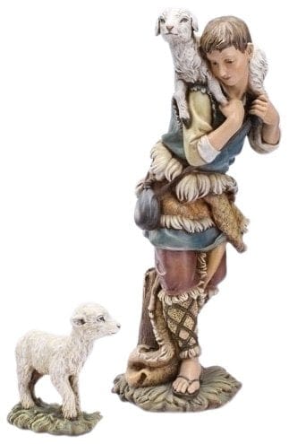 27 inch Scale Color Shepherd and Lamb - Shelburne Country Store