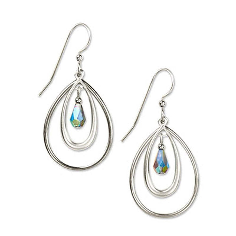 Silvertone Teardrops With Bead Earring - Shelburne Country Store