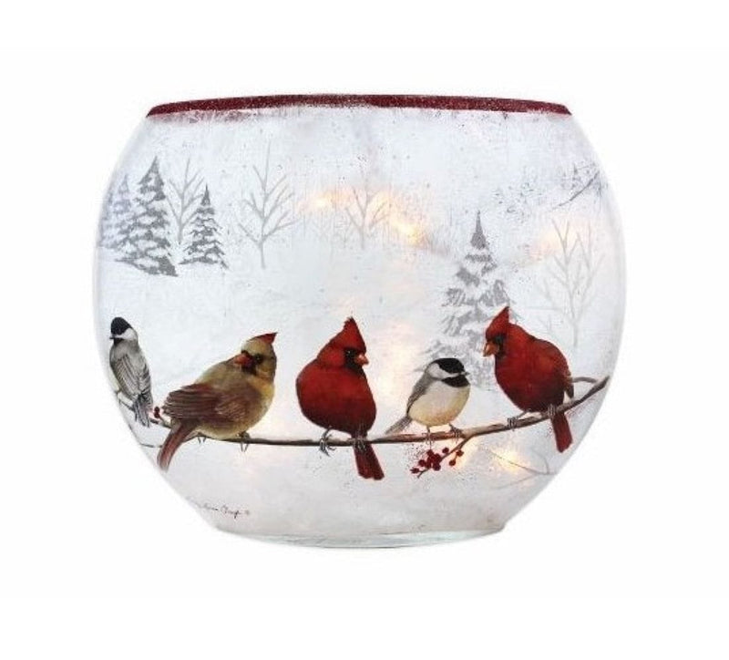 Oval Lighted Vase - Feathered Friends - 7  x  4  x  6.5 - Shelburne Country Store
