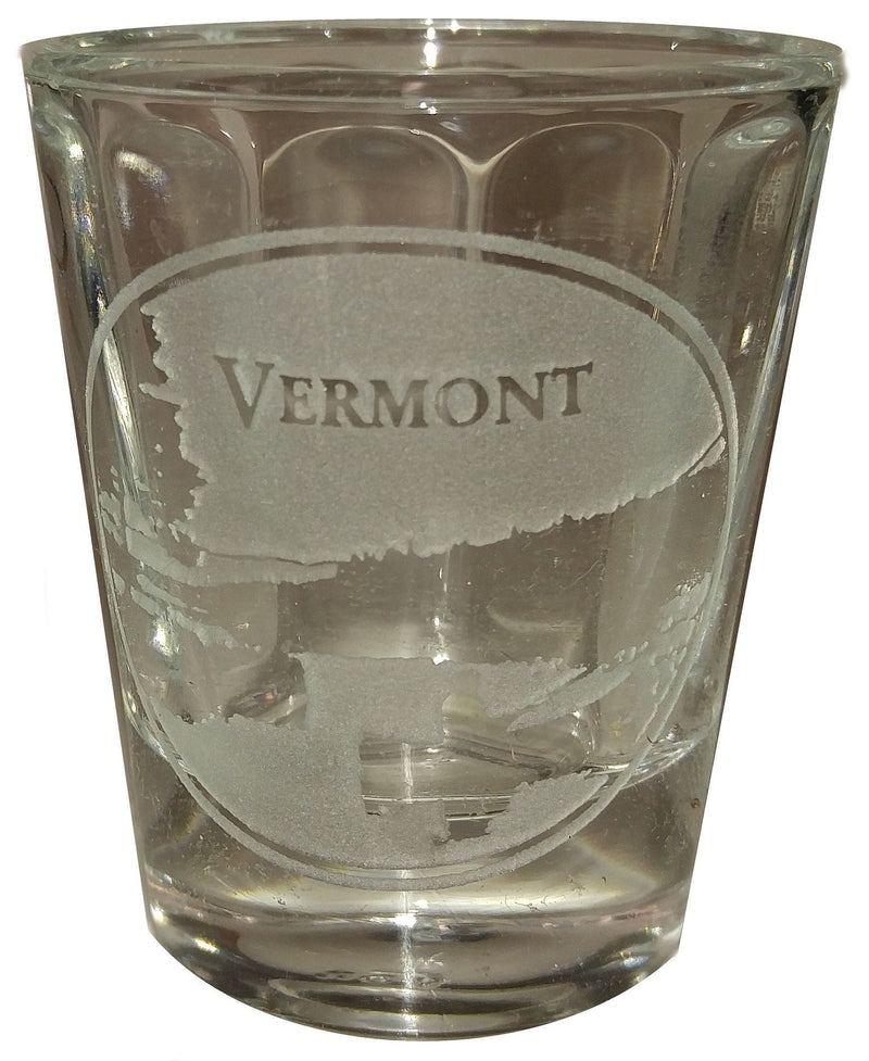 Etched Shot Glass - Vermont Lake Scene - Shelburne Country Store