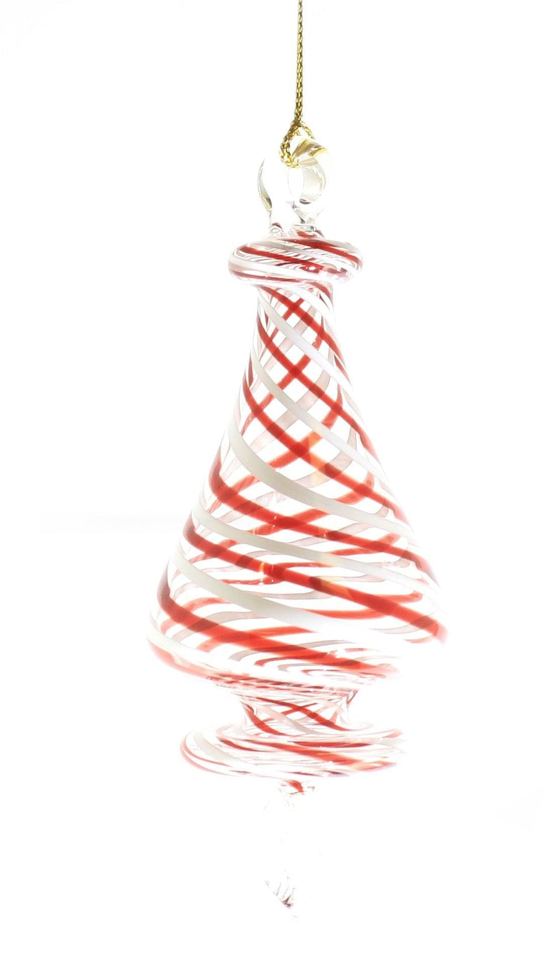 Candy Cane Striped Glass Finial Ornament - Shelburne Country Store
