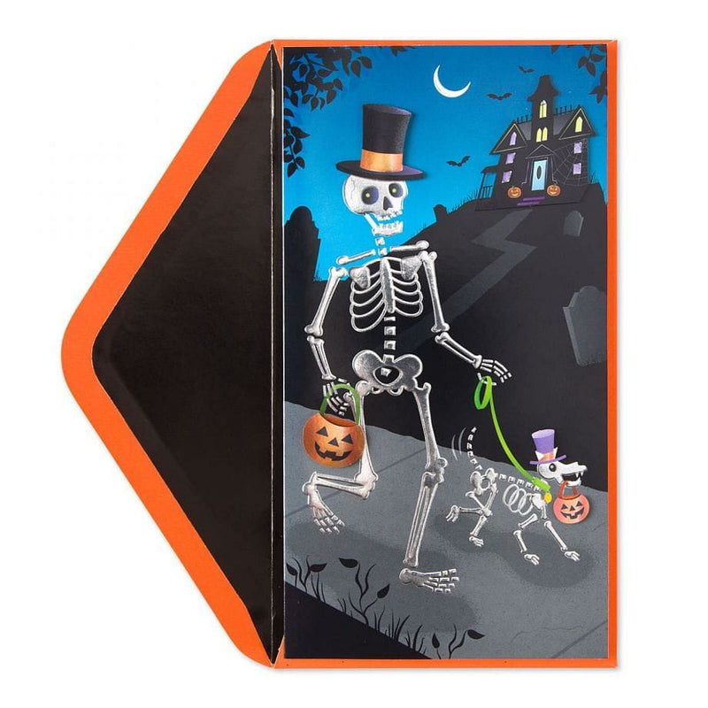 Dog and Owner Skeletons Halloween Card - Shelburne Country Store