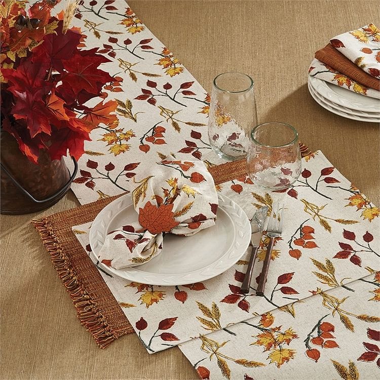 Fall Leaves and Wheat Table Runner - Shelburne Country Store