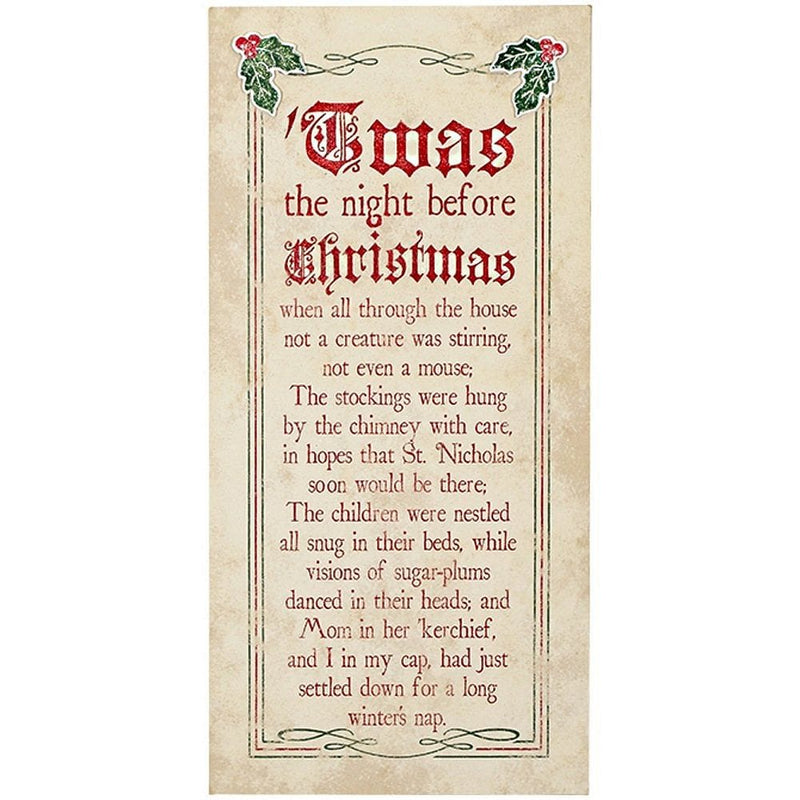 Carson 13 inch X 27 inch Mdf Wall Print - Twas The Night Before Christmas - Shelburne Country Store