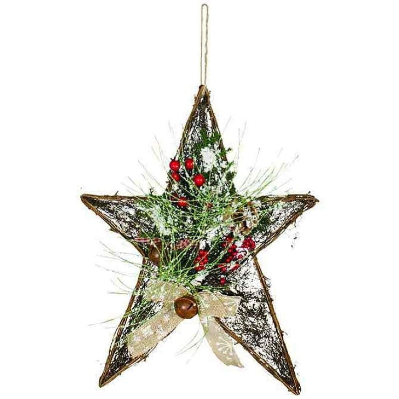 Rattan and Foliage Multi-colored Christmas Star - Shelburne Country Store